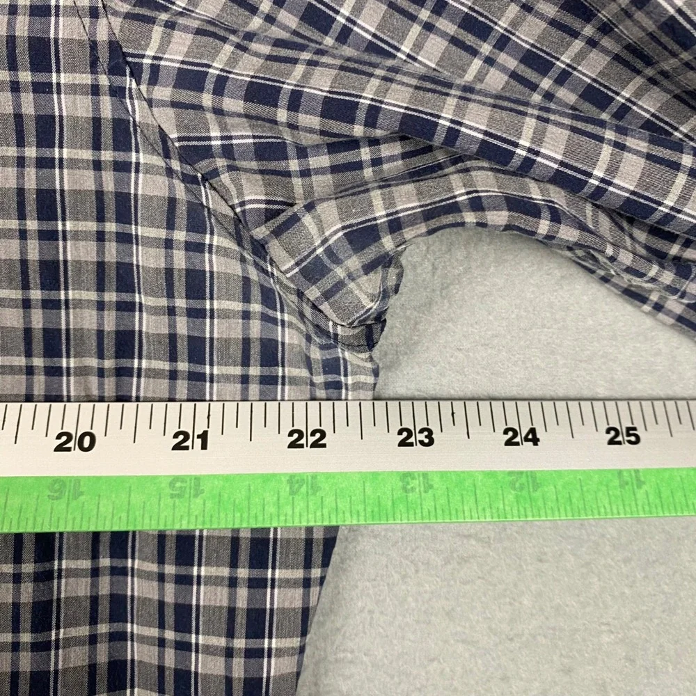 Banana Republic Slim Fit Plaid Button Down Shirt Men Large Blue Gray Long Sleeve